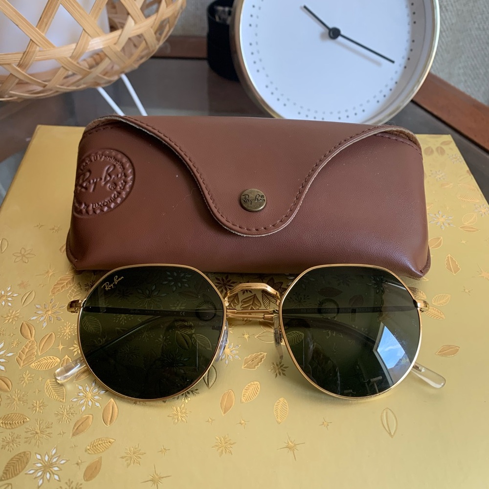 Ray-Ban Gold Frame with Green Lenses Sunglasses